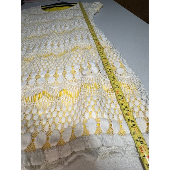 Tiana B Yellow Crochet Overlay Mini Dress – Size Large - Picture 3 of 5
